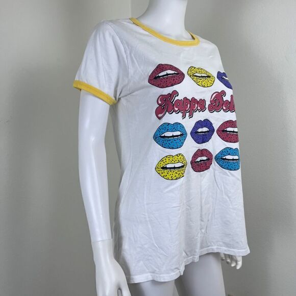 Kappa Delta Women Size L Ringer Graphic Cotton Novelty Pullover Short Sleeve Top - Picture 9 of 13